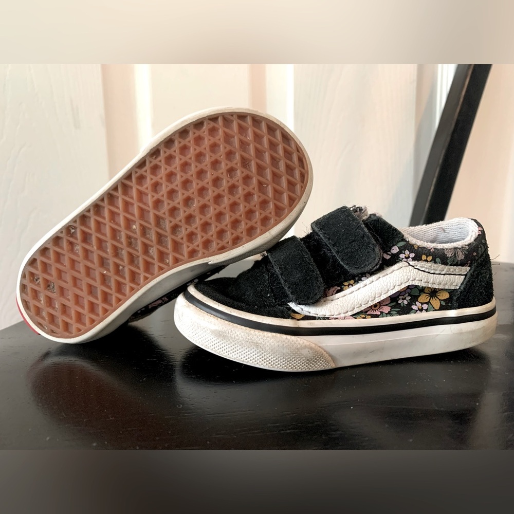 Floral baby toddler Velcro vans sneakers
